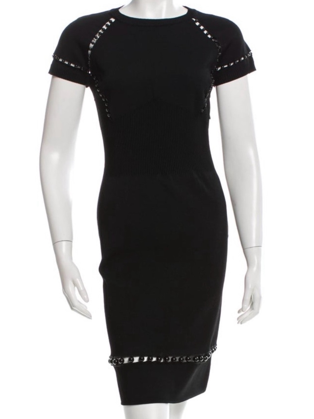 Bottega Veneta Black short sleeve beaded dress